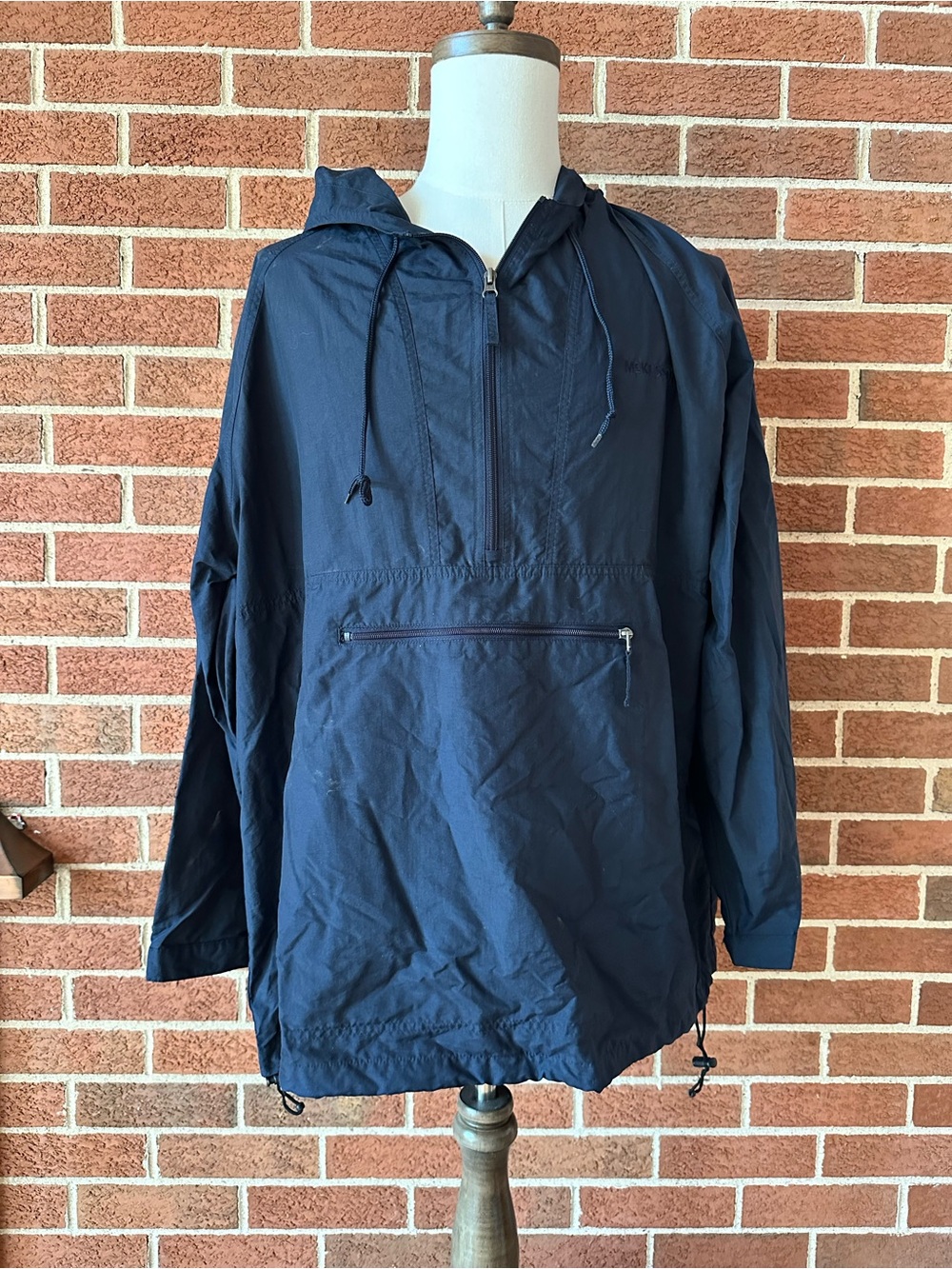 Sportsmaster Men’s Navy Hooded WindbreakerJacket 1/4 Zip Pullover, XL